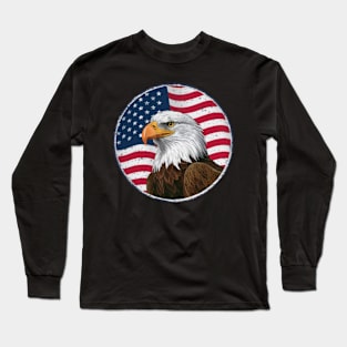 Eagle's Gaze Patriotic Flag Long Sleeve T-Shirt